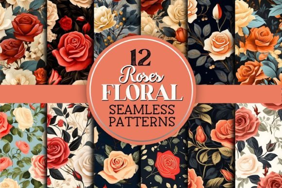 12 Roses Floral Seamless Patterns: A Versatile Design Asset for Modern Creators