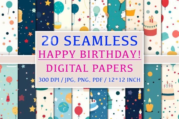 20 Seamless Happy Birthday Patterns: A Creative Resource for Designers and Creators