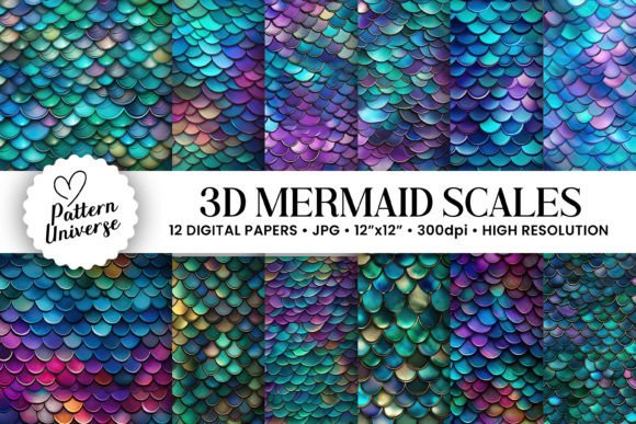 3D Mermaid Scales Seamless Patterns: A Versatile Tool for Creative Designers