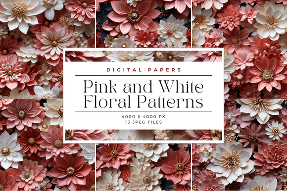 3D Pink and White Floral Patterns: A Creative Resource for Crafting Enthusiasts