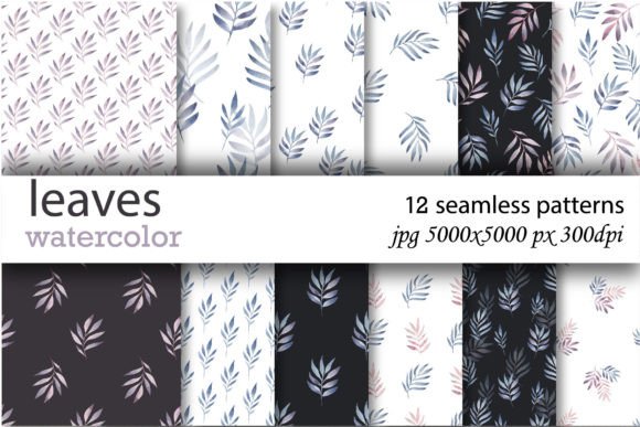Abstract Leaves Watercolor Patterns