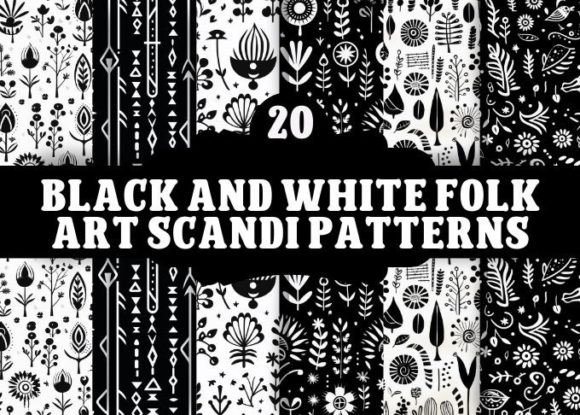 Black and White Folk Art Scandi Patterns