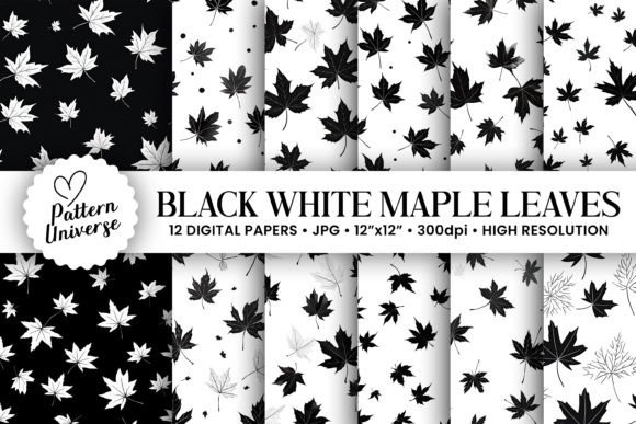 Black White Fall Maple Leaves Patterns: A Versatile Resource for Creative Projects