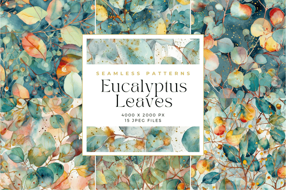 Eucalyptus Leaves Seamless Patterns