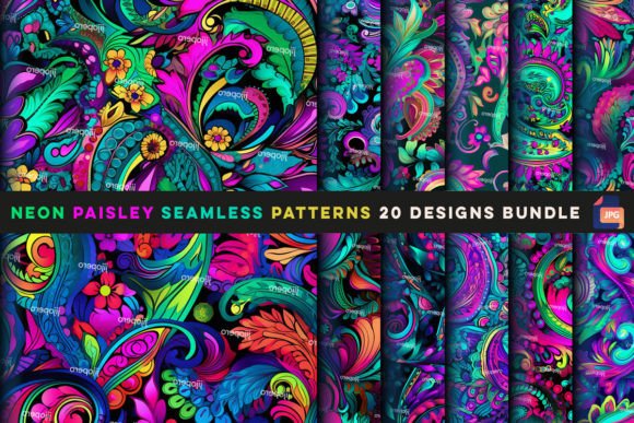 Neon Paisley Seamless Patterns: A Creative Resource for Print-on-Demand and Personal Projects