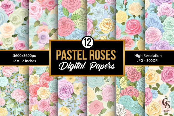 Pastel Roses Floral Seamless Patterns