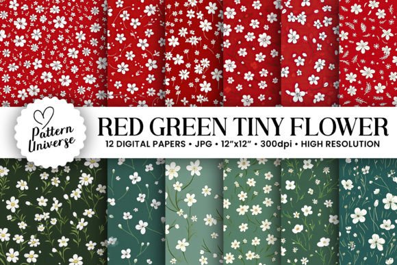 Red Green Cute Tiny Floral Patterns: A Versatile Resource for Creative Crafting
