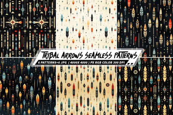 Tribal Arrows 6 Seamless Patterns: A Versatile Design Resource for Modern Creators