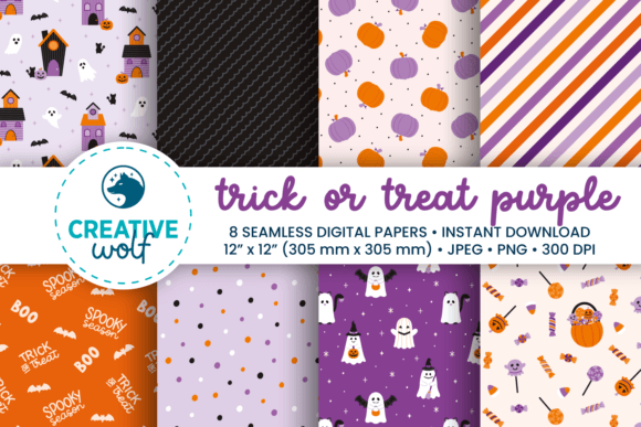 Trick or Treat Purple Halloween Patterns