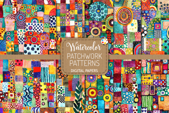 Watercolor Patchwork Patterns Set 2