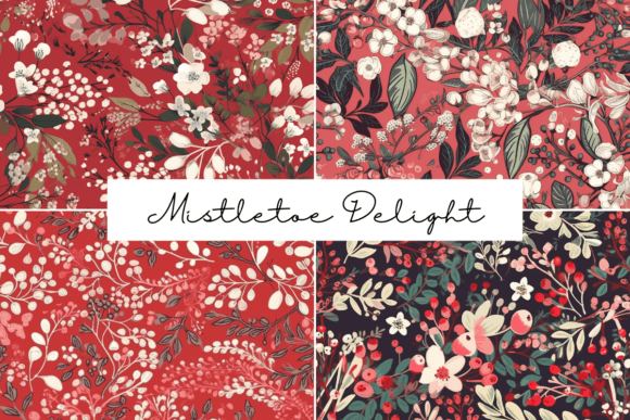Whimsical Mistletoe Delight Seamless Patterns